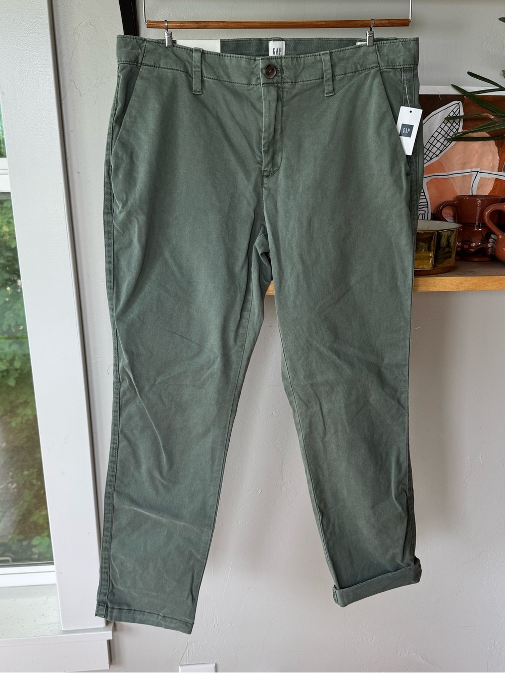 GAP Sage Green Girlfriend Chino Khakis Cotton Pants Size 6 New - Picture 13 of 13